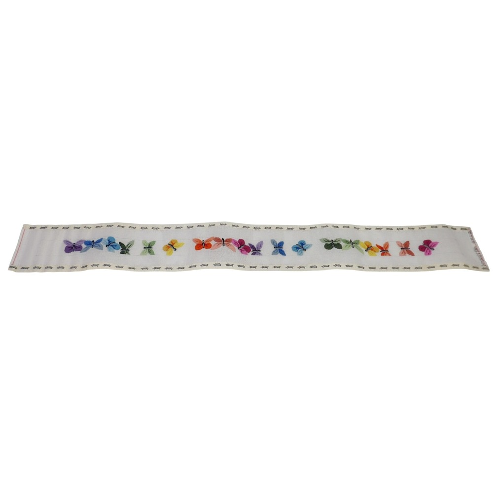 Vintage Threads Butterfly Needlepoint Trim Multicolor Hand Stitched Canvas Strip